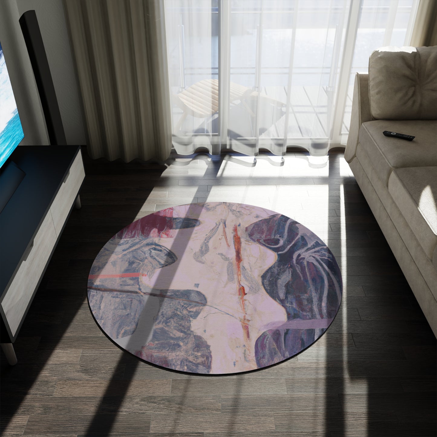 Topical Mountain Round Rug