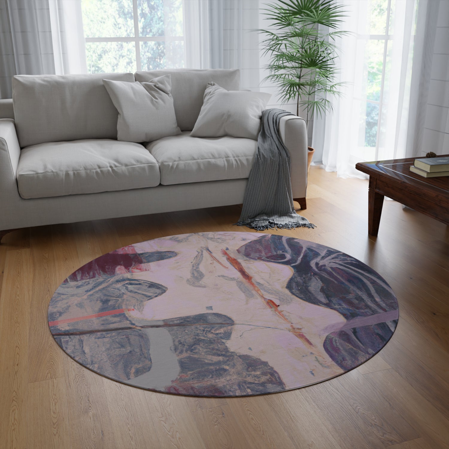 Topical Mountain Round Rug